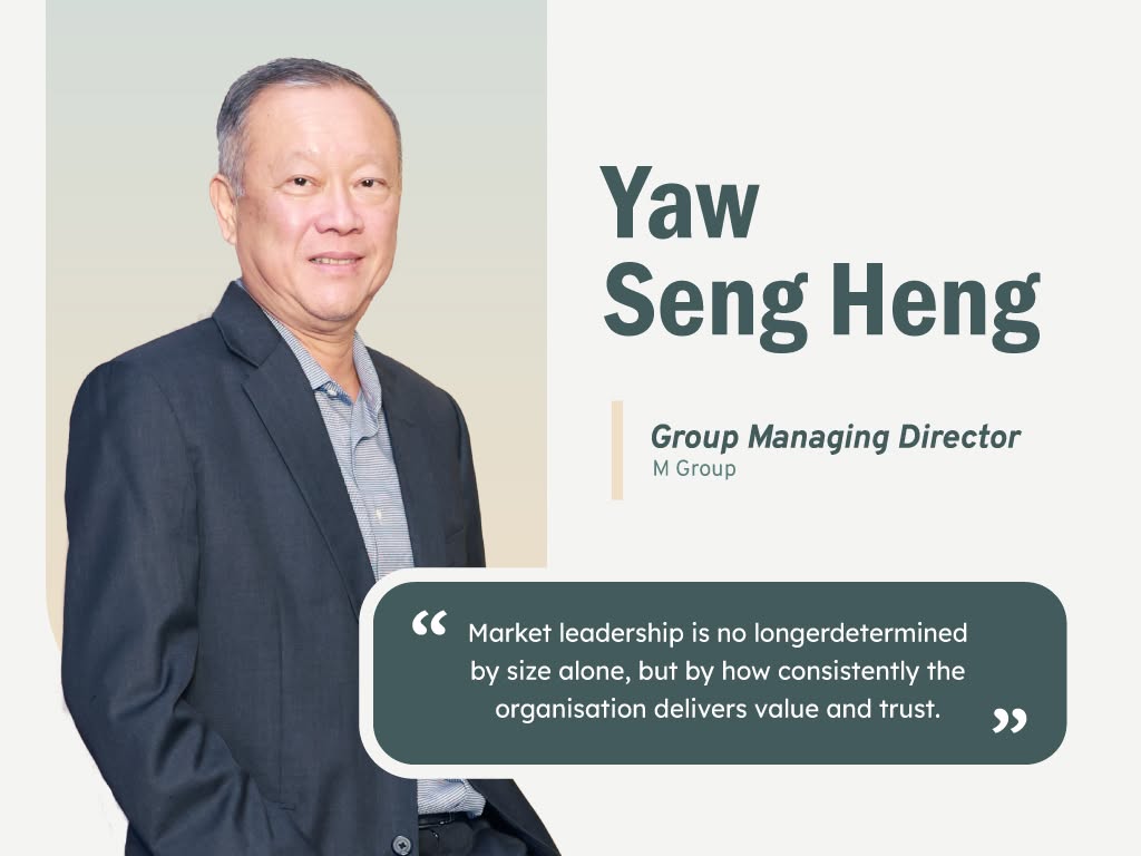 A profile graphic of Yaw Seng Heng featuring his official titles and a quote about delivering consistent value and trust.
