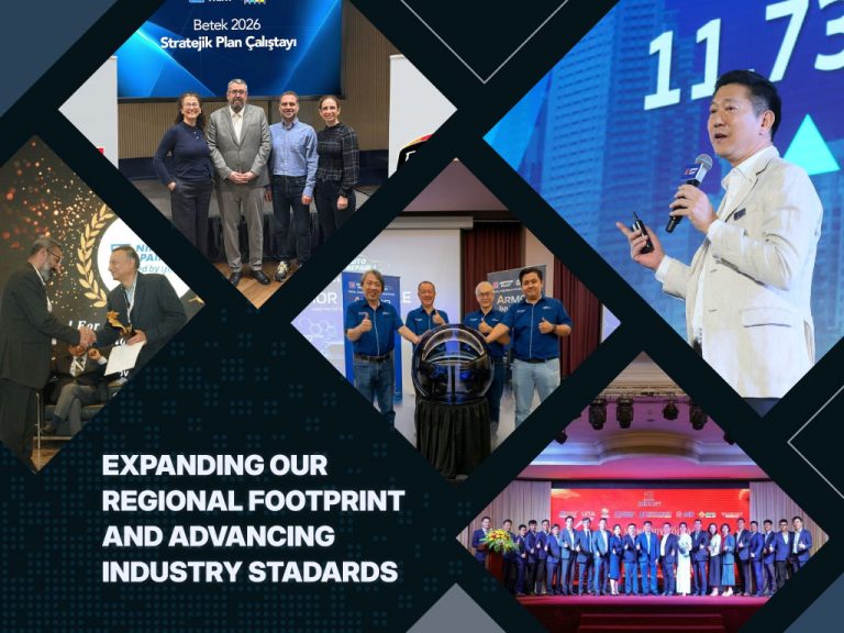 A collage of various NIPSEA Group business events, award ceremonies, and strategic workshops across different regions.