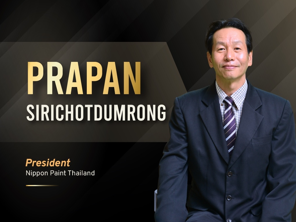 Portrait graphic of Prapan Sirichotdumrong, President of Nippon Paint Thailand.