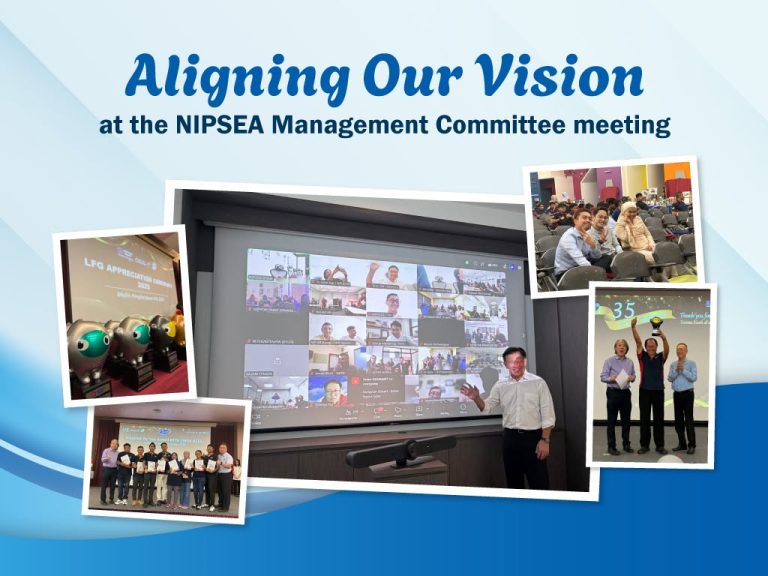 A collage of photos featuring Group CEO Wee Siew Kim, a global Zoom meeting screen, and local team members celebrating at an event.